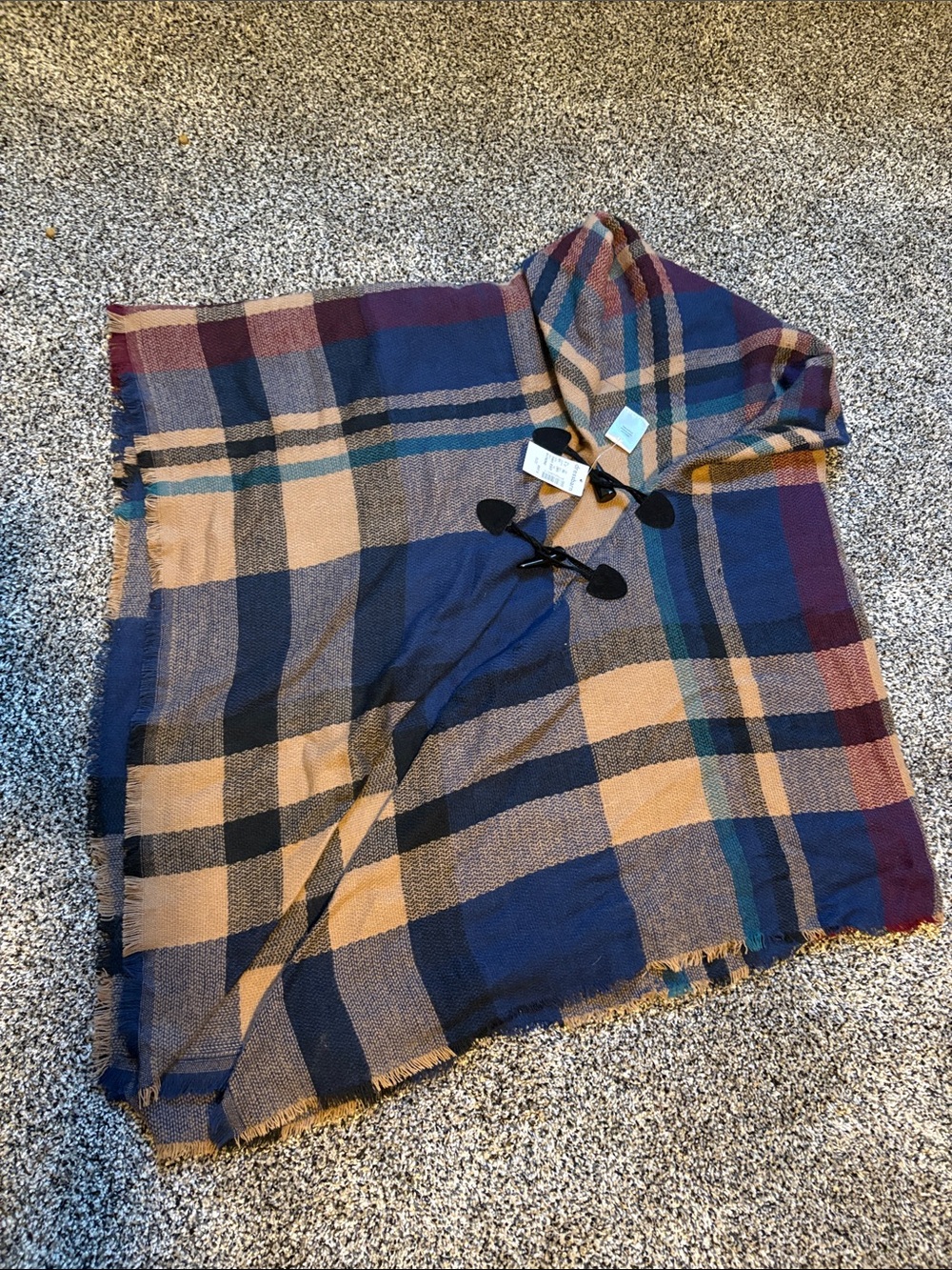 Dressbarn Plaid Hooded Poncho